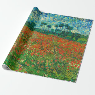 Papel De Presente Campo de Papoulas de Vincent Van Gogh Arte Fina
