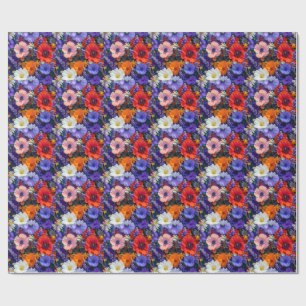 Papel De Presente Campos de Flores Coloridas