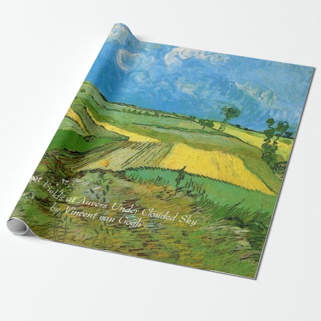 Papel De Presente Campos de trigo em Auvers Sob Céu Nublado, Van Gog (Desenrolado)