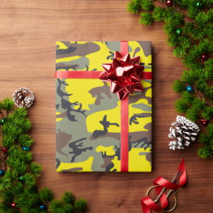 Papel De Presente Camuflagem Amarela e Marrom, Militar, Exército