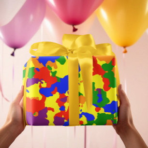 Papel De Presente Camuflagem Arco-íris Colorido