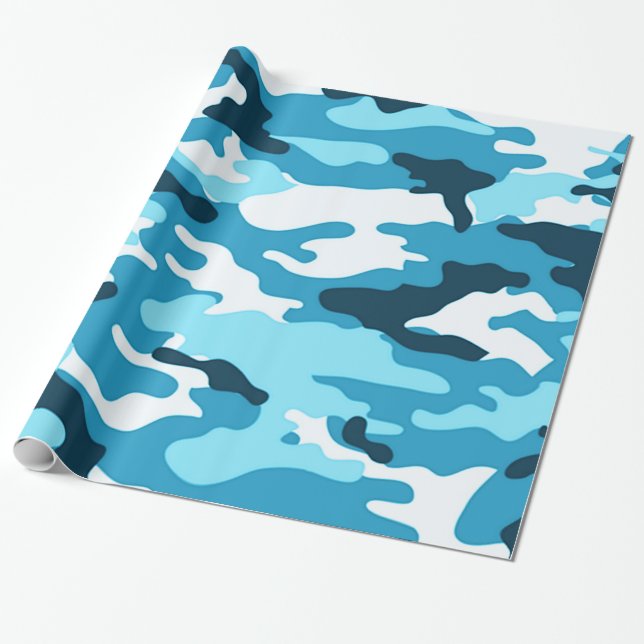 Papel De Presente Camuflagem azul| Papel de embalagem (Desenrolado)