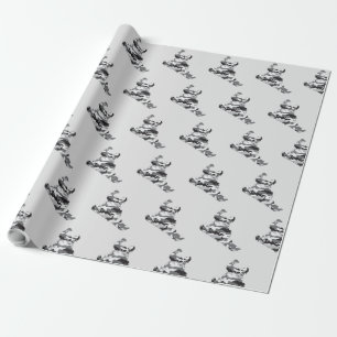 Papel De Presente Camuflagem Cinza Snowboarder