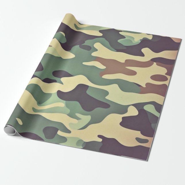 Papel De Presente Camuflagem Classic Woodland (Desenrolado)