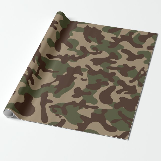 Papel De Presente Camuflagem de madeira profunda (Desenrolado)