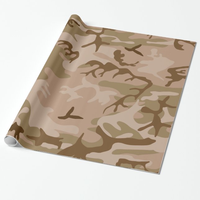 Papel De Presente Camuflagem Deserto - Camuflagem Marrom (Desenrolado)