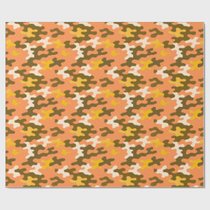 Papel De Presente Camuflagem Laranja