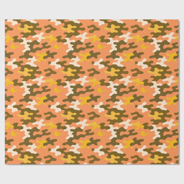 Papel De Presente Camuflagem Laranja (Aberto)