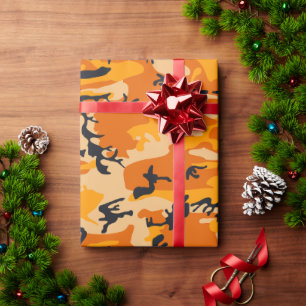 Papel De Presente Camuflagem Laranja, Militar, Exército