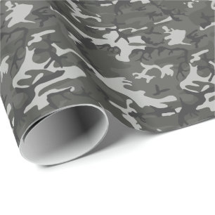 Papel De Presente Camuflagem Militar da Cinza Moderna