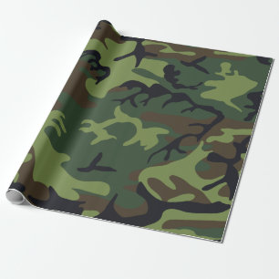Papel De Presente Camuflagem Militar Floresta Verde