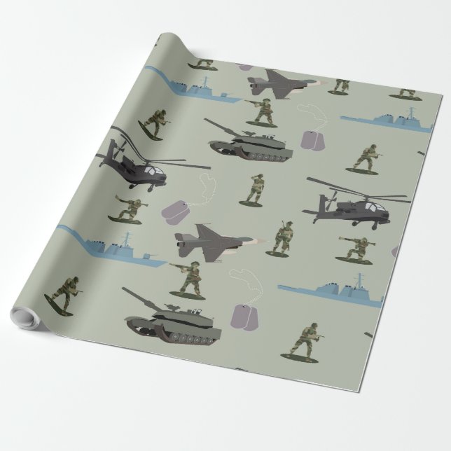 Papel De Presente Camuflagem Militar Verde Camuflado Exército  (Desenrolado)