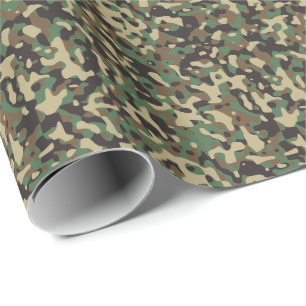Papel De Presente Camuflagem Militar Woodland Tan Green Brown