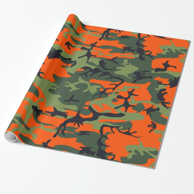 Papel De Presente Camuflagem Orange Hunter (Desenrolado)