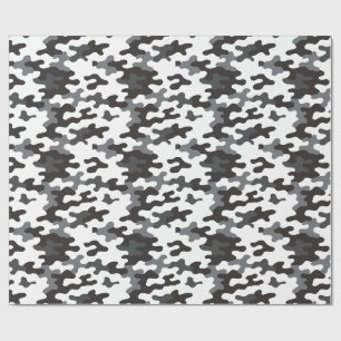 Papel De Presente Camuflagem Preto e Branco