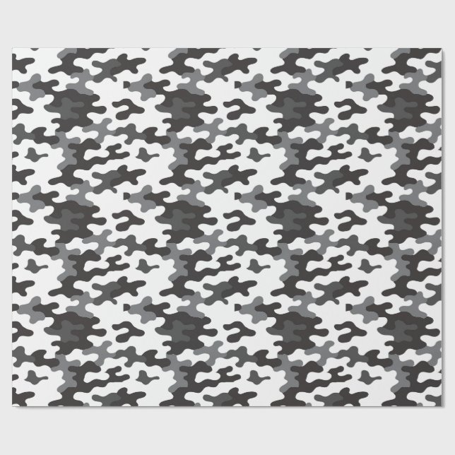 Papel De Presente Camuflagem Preto e Branco (Aberto)