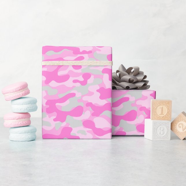 Papel De Presente Camuflagem Rosa  (Chá de bebê)