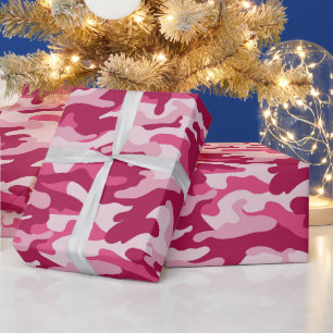 Papel De Presente Camuflagem Rosa