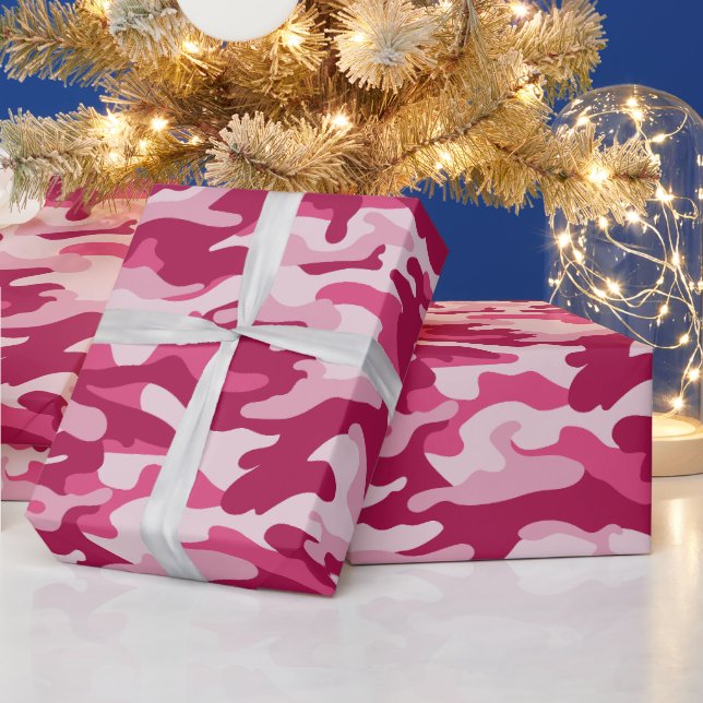 Papel De Presente Camuflagem Rosa (Feriados)