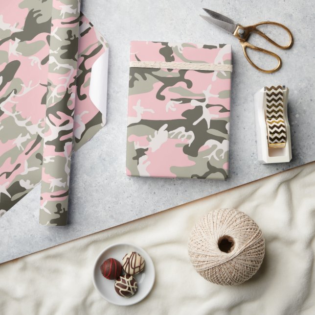 Papel De Presente Camuflagem rosa e verde, Militares, Exército (Artesanato)