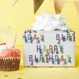 Papel De Presente Camundongos de aniversário em Cinzas