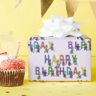 Papel De Presente Camundongos de aniversário em Roxo