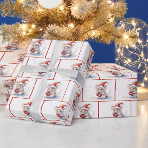 Papel De Presente Camundongos De Aquarela Em Flocos De Neve