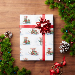Papel De Presente Camundongos De Natal Bonitos Na Neve