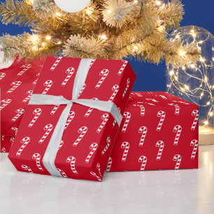 Papel De Presente Cana doce de Natal moderna e bonita em vermelho