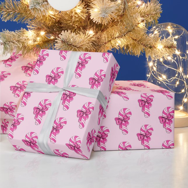 Papel De Presente Cana-doce rosa-branca-retrô, branca, com Arco (Feriados)