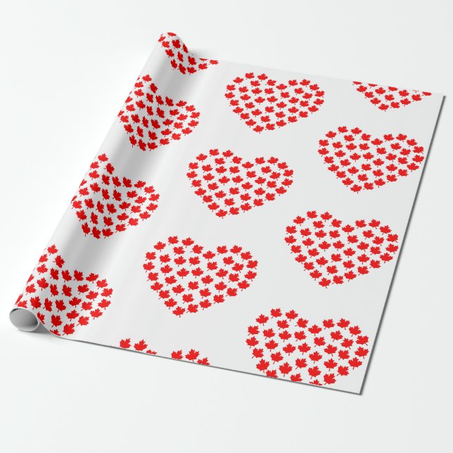 Papel De Presente canadá maple folha coração canadense (Desenrolado)