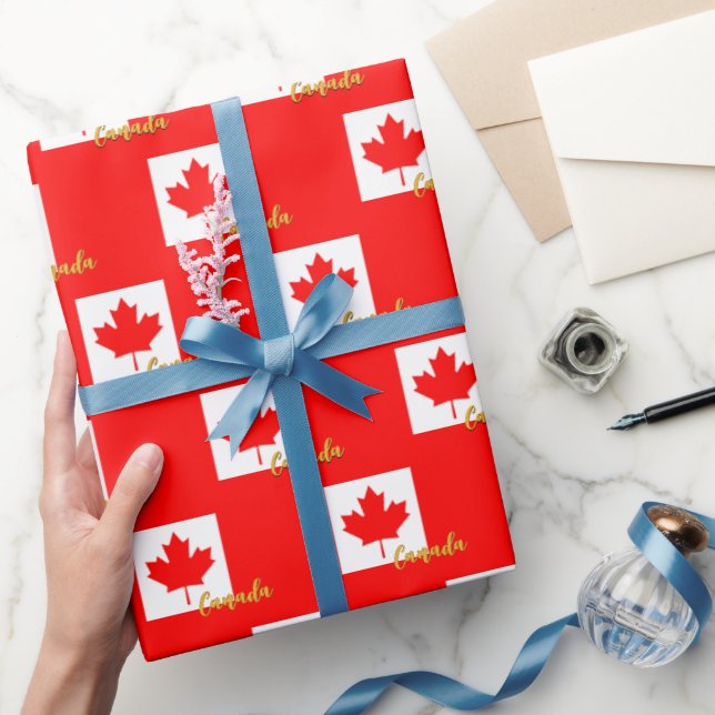 Papel De Presente Canada Wraping Paper, Red, Canadian Flag Patriots (Presentear)