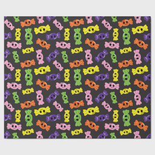 Papel De Presente Canais Coloridos do Halloween Design preto sem cos