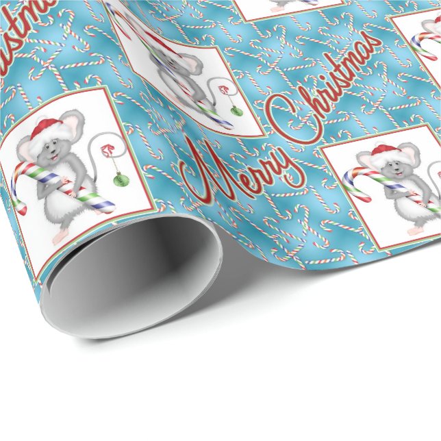 Papel De Presente Canas de Mouse de Natal (Ponta do rolo)