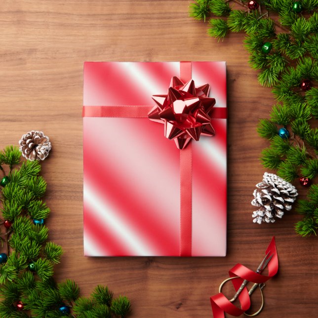 Papel De Presente Canas Vermelhas E Doces Brancos Estirpadas (Presente de Natal)