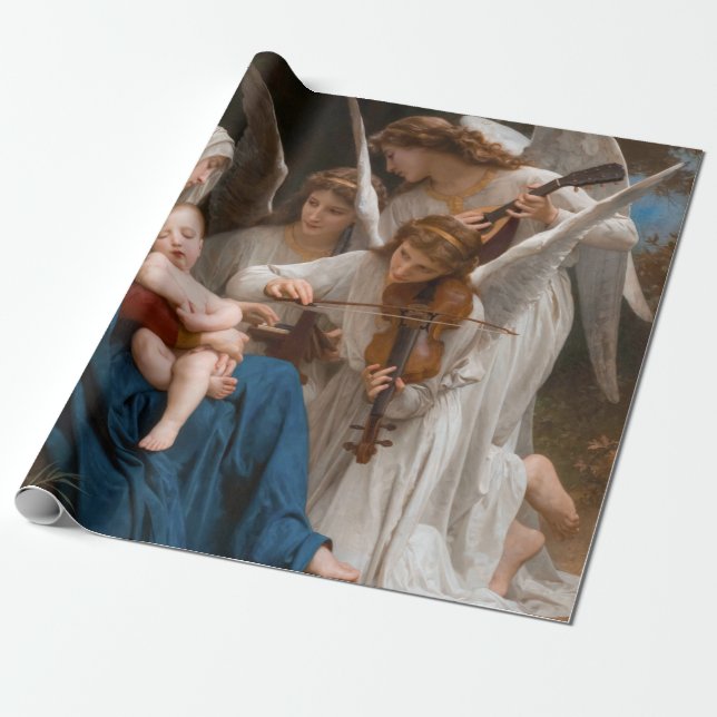 Papel De Presente Canção dos Anjos por William-Adolphe Bouguereau (Desenrolado)