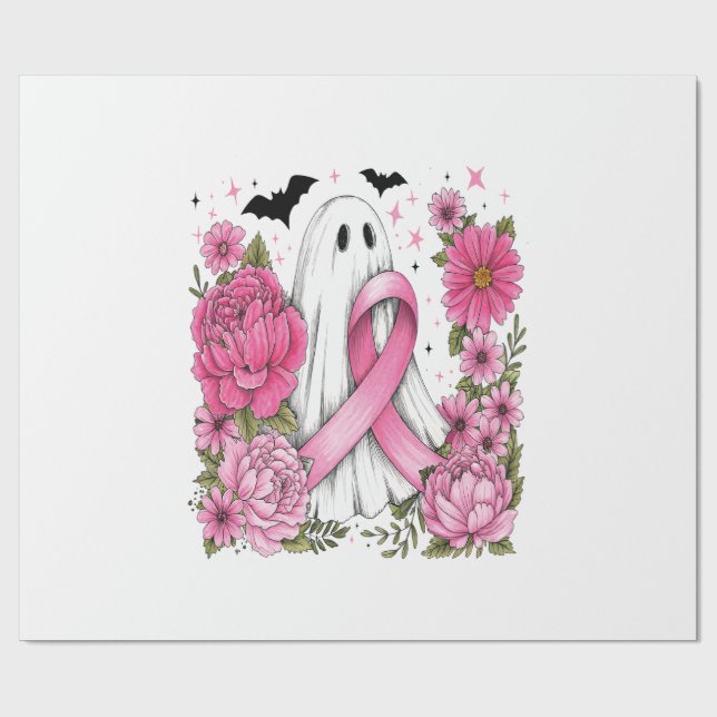 Papel De Presente Câncer de Mama Halloween Fantasma Boho (Aberto)