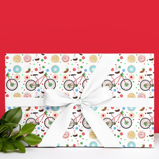 Papel De Presente Candy Cane Bicycle with Christmas Treats (Criador carregado)