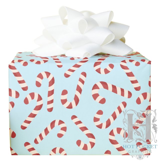 Papel De Presente Candy Cane Christmas Gift Wrapping Paper - Blue (Criador carregado)