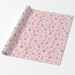 Papel De Presente "Candy Cane Christmas Magic Pattern"<br><div class="desc">Dê vida à doce magia dos feriados com este adorável padrão aquoso! Apresentando canas doces, minúsculas árvores de Natal, presentes, ornamentos e folhagem festiva em tons rosas e vermelhos macios, este design é cheio de charme caprichoso. Comparado a um delicado fundo embebido, é perfeito para plástico de presentes, cartões de...</div>