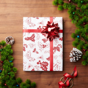 Papel De Presente Candy Cane Holly   White Holiday Wrappaper