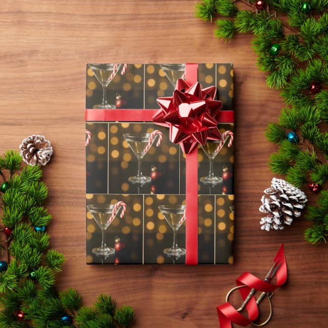Papel De Presente Candy Cane in a Christmas Martini (Presente de Natal)