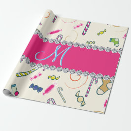 Papel De Presente Candy Cane Monograma
