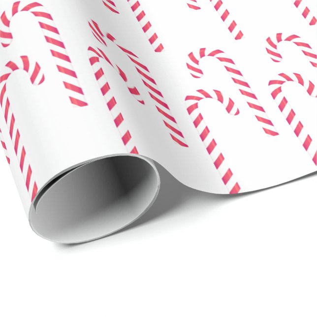 Papel De Presente Candy Cane Peppermint Natal Red White (Ponta do rolo)