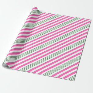 Papel De Presente Candy Cane Pink e Green Strike