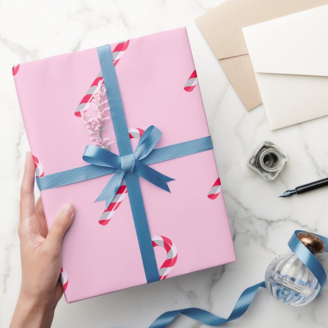 Papel De Presente Candy Cane Pink Xmas (Presentear)