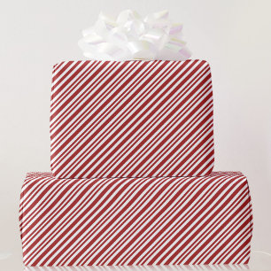 Papel De Presente Candy Cane Strips País Vermelho e Branco
