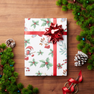 Papel De Presente Candy Canes de Natal e Holly