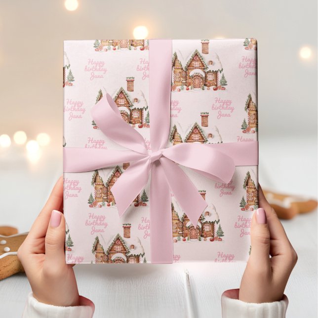 Papel De Presente Candy Gingercake House Pink Birday (Criador carregado)