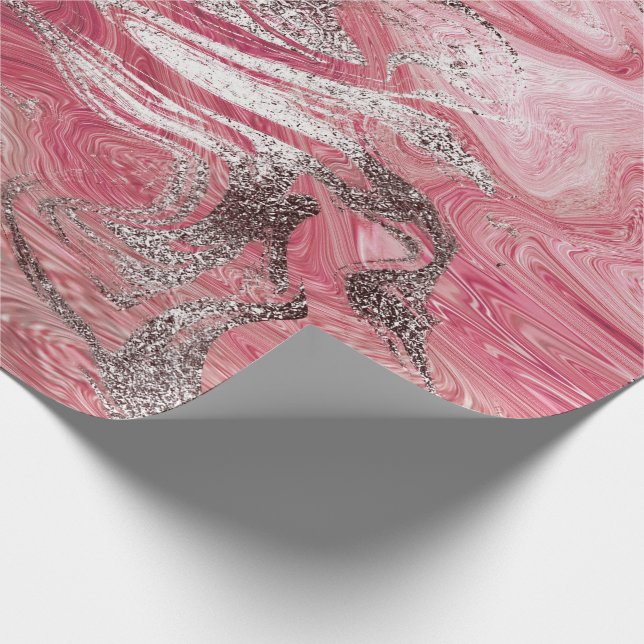 Papel De Presente Candy Rosa Silver Brussel Molten Marble Shiny Glam (Ponta)